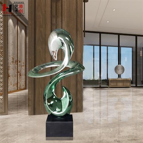 大型玻璃钢电镀雕塑摆件酒店大堂装饰工艺品样板房空间陈设艺主品