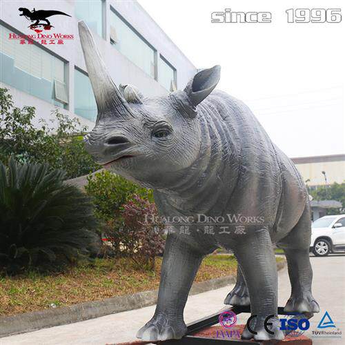 商场公园动物园仿真硅胶机械电动犀牛模型儿童互动美陈拍照产品.