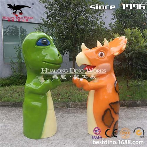 新品玻璃钢卡通三角龙腕龙室外摆件纯手工艺品塑模模型