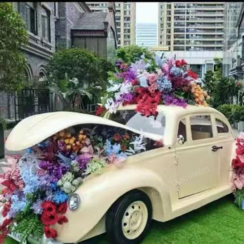 复古铁艺甲壳虫老爷车模型大型玻璃钢雕塑摆件户外美陈装饰道具车