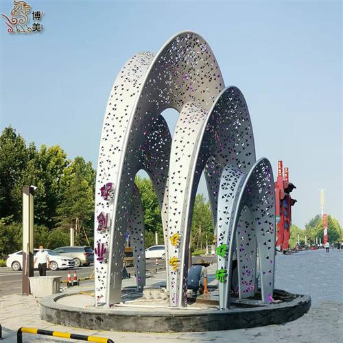 不锈钢雕塑大型广场园林金属发光钢结构造型摆件不锈钢拱门雕塑
