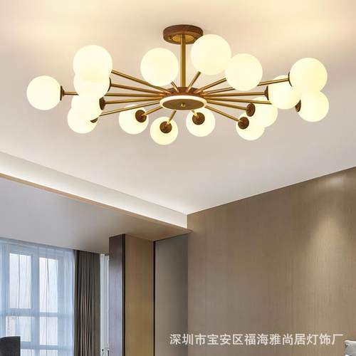 新中式吊灯客厅灯胡桃木纹复古简约现代大气中古风书房卧室餐厅灯