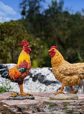 户外动物雕塑花园草坪大公鸡造景装饰仿真公鸡摆件生肖鸡模型母鸡