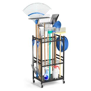 花园工具收纳架庭院金属储物架园林收纳支架工具车农具架子拖把架