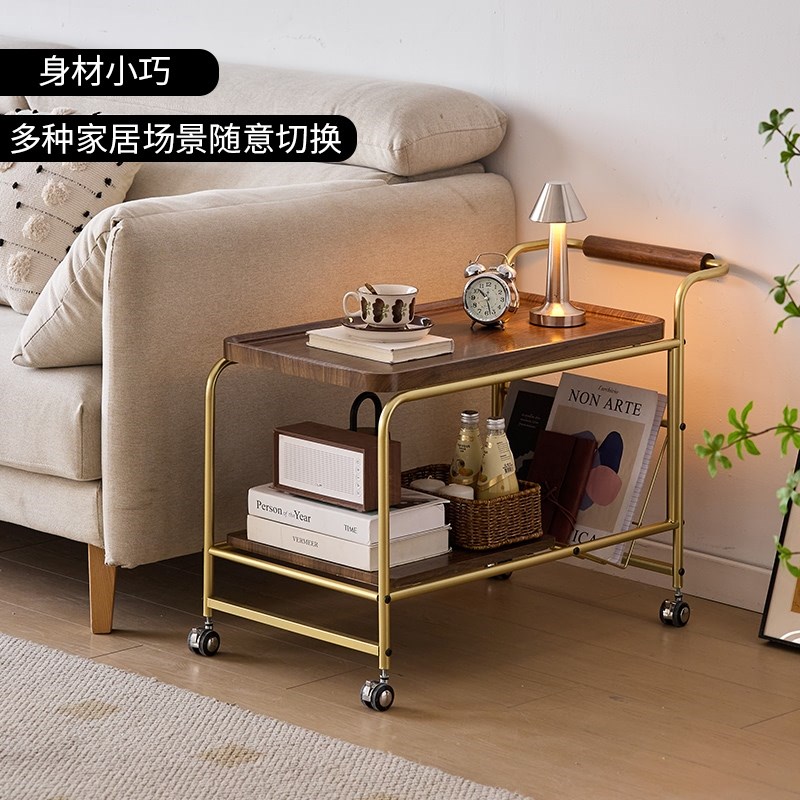 可移动边几家用小户型q滑轮角几酒店民宿四轮推车轻奢简约双层边
