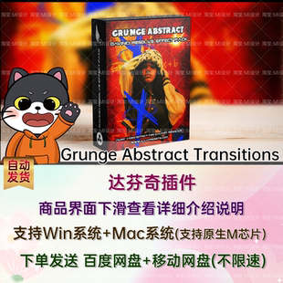 达芬奇模板电影复古抽象嘻哈说唱摇滚炫酷粗糙纹理视频转场预设