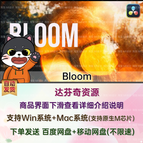 24种镜头光效光晕视频转场过渡预设达芬奇模板 Bloom Transitions