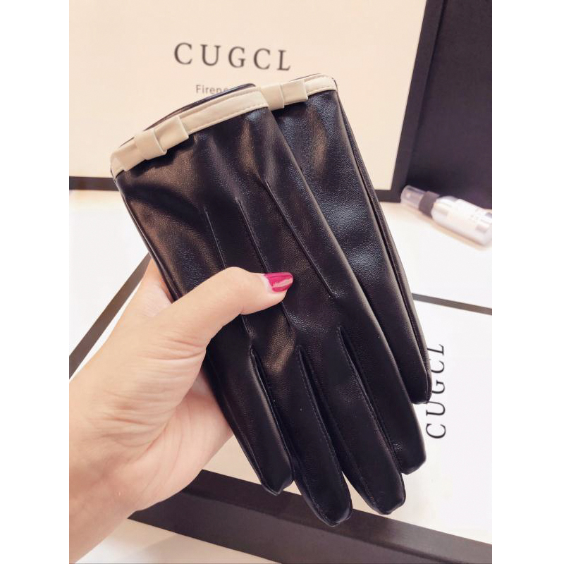 女冬韩版短款触屏可爱户外皮手套