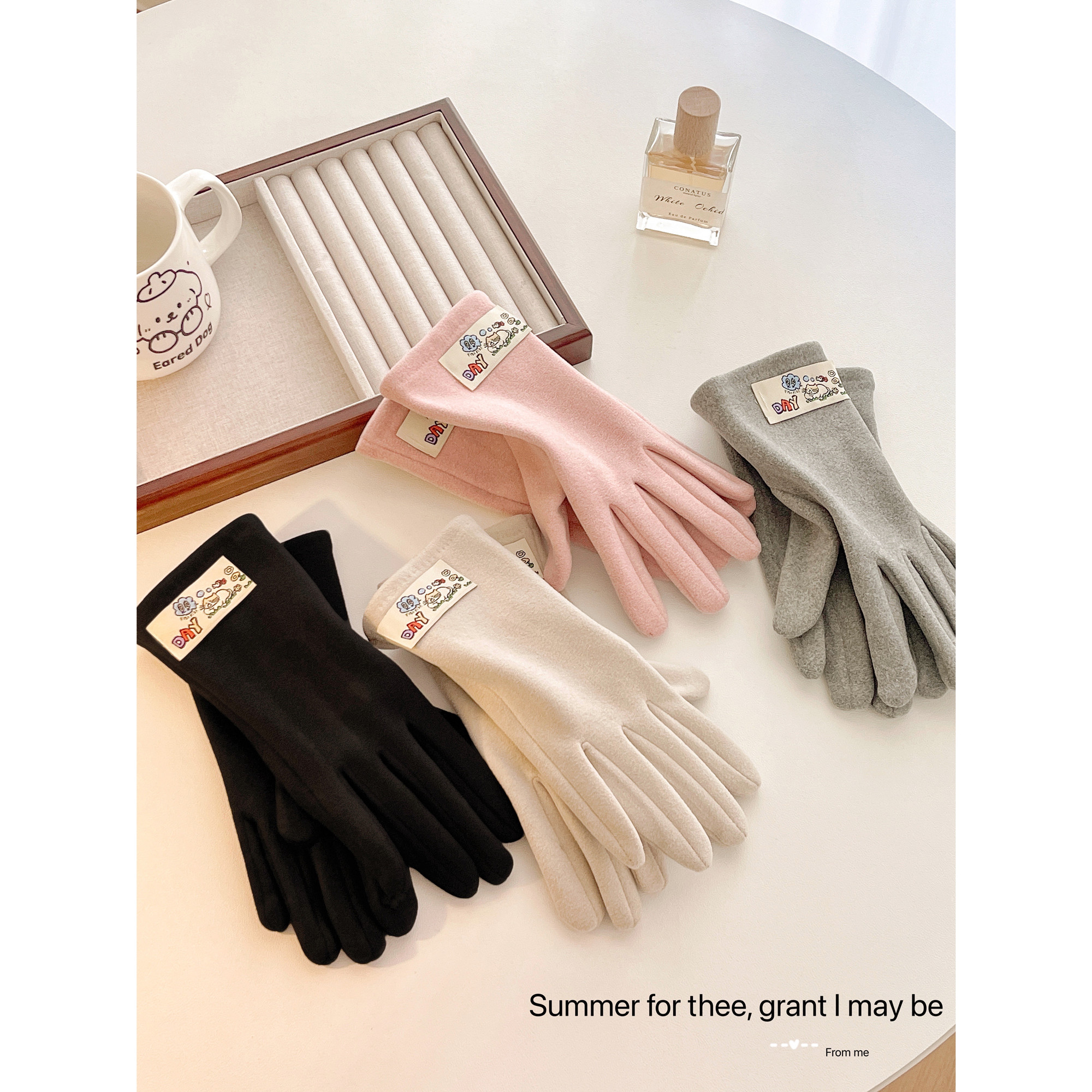 骑行德绒保暖手套女秋冬季加绒加厚户外骑车防风防寒可爱学生触屏