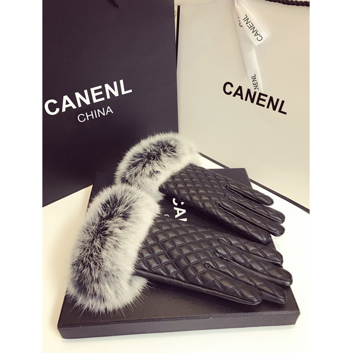 皮手套女士秋冬季加绒毛口触屏