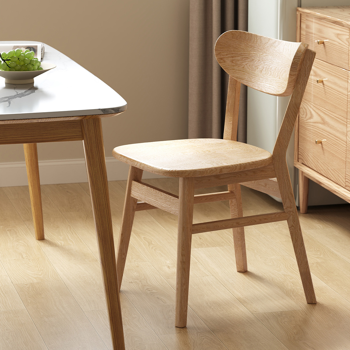 餐椅实木椅子家用餐桌椅靠背椅中式现代中古简约餐厅吃饭椅子餐凳