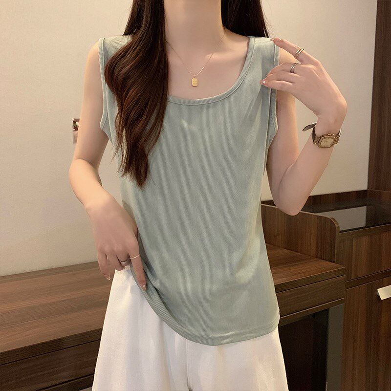 新品大码女夏季宽松n遮肚子美式坎肩吊带小背心胖妹妹内搭外穿无