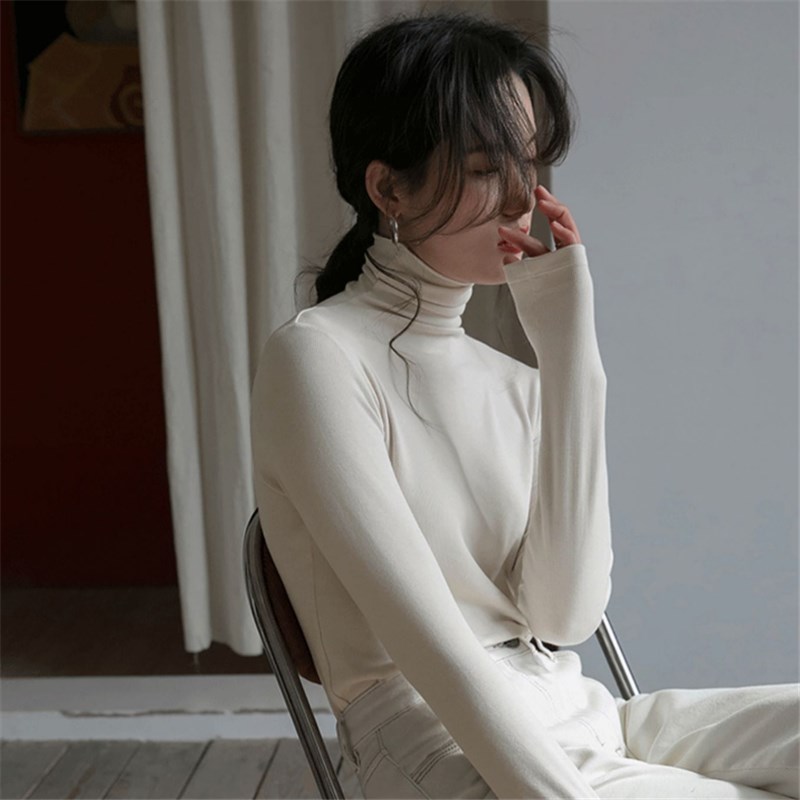 新品堆堆领打底衫女秋季内搭w洋毛针织衫
