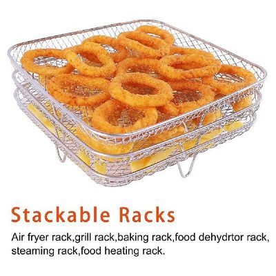 极速3-blayers Air Fryer Rack Stackable Grid Grill Rack Stain