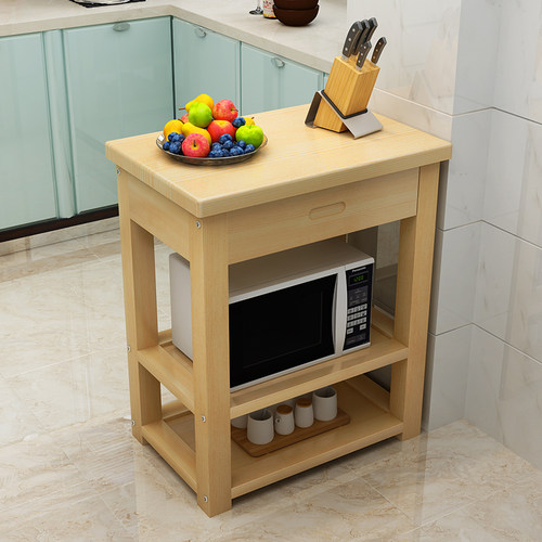 极速定制实木厨房切n菜桌厨房操作台厨房储物桌小户型带抽屉桌子