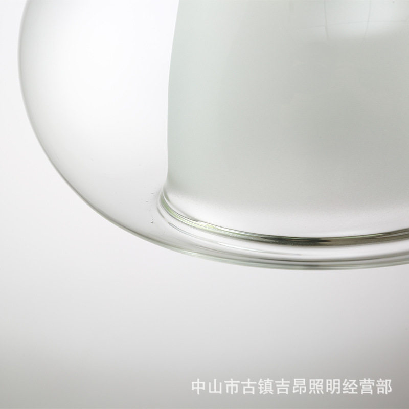 极速奶白室内h床头玻璃餐厅吧台水晶灯单头铁艺北欧吊线灯客厅小