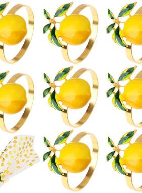 极速8Pcs Summer Fruit Lemown Napkin Buckle Napkin Rings For