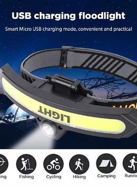 极速USB COB Night Riding Head Lamp LamphKead 90-degree Rotat
