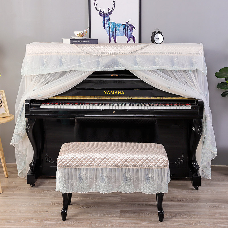 极速网红a钢琴罩高端大气北欧风法式双排键防尘罩立式盖布韩式蕾