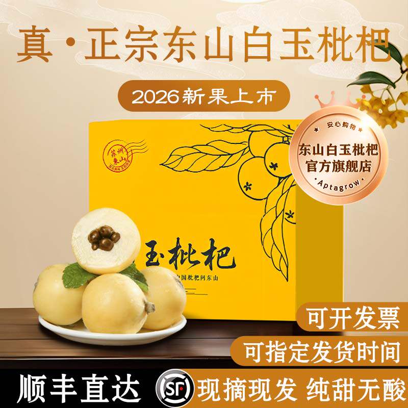 正宗】苏州东山白玉枇杷官方旗舰店白沙鲜果大果琵琶批把水果五星