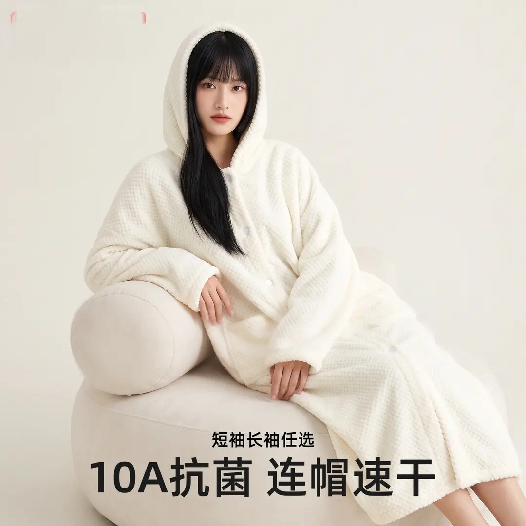 毛毛雨女款加厚吸水速干浴袍