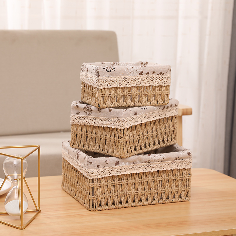 Cosmetics storage box end table remote control desktop fabri