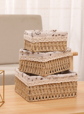 Cosmetics storage box end table remote control desktop fabri