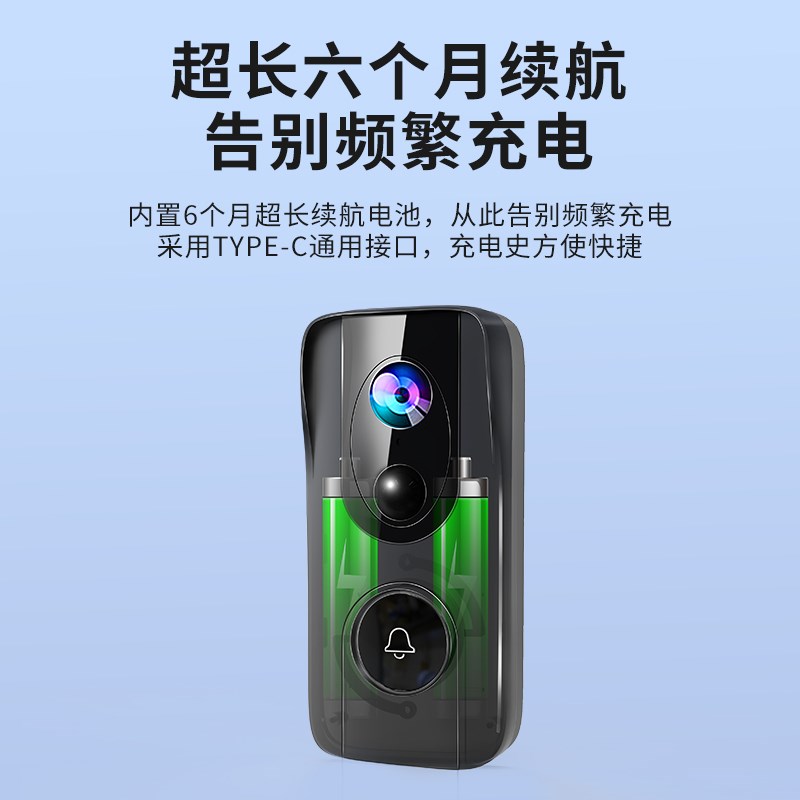 远程防盗家用f电子监控猫眼入户可视门铃门口无线摄像头智能