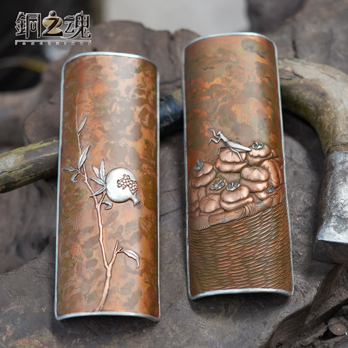 茶则紫铜手工包锡茶锥纯铜茶匙茶拨铜艺功夫茶道配件精工复古高端