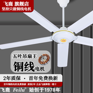 风扇饭堂56寸 飞鹿五叶吊扇大风力客厅家用吊顶式 只做铜线电机
