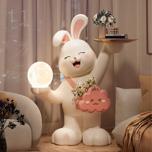 客厅落地摆件轻奢兔子月球灯家居电视柜沙发旁边装饰乔迁新居礼物