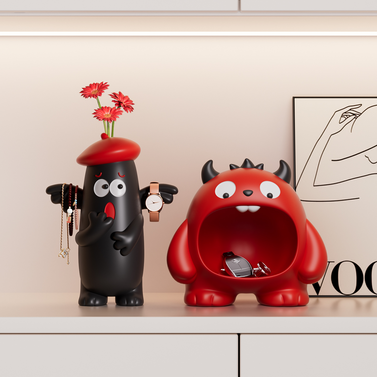 小怪兽放钥匙收纳玄关摆件新房礼