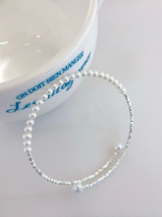 广西北海天然珍珠天然珍珠手链女款999银碎银子手链手镯不分手围