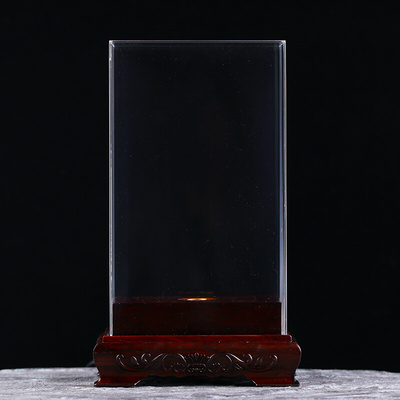 实木带灯发光防尘展示罩摆件亚克力罩佛像工艺品古董底座盒子佛龛