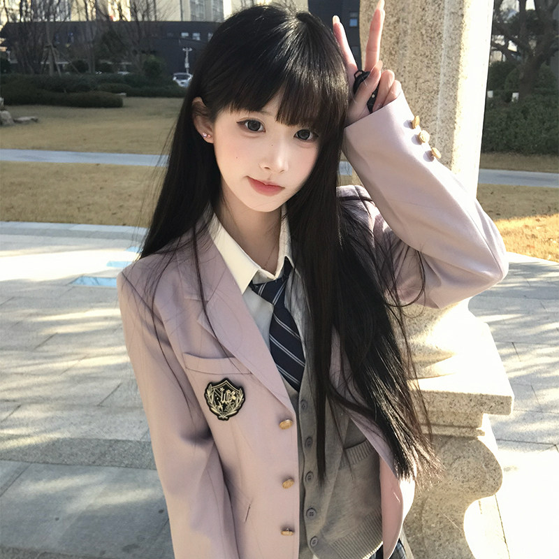 原创设正版紫色收腰款JK西装外套图片