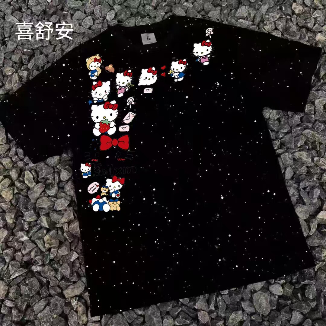 美式轻奢满天星重磅短袖T恤男图片