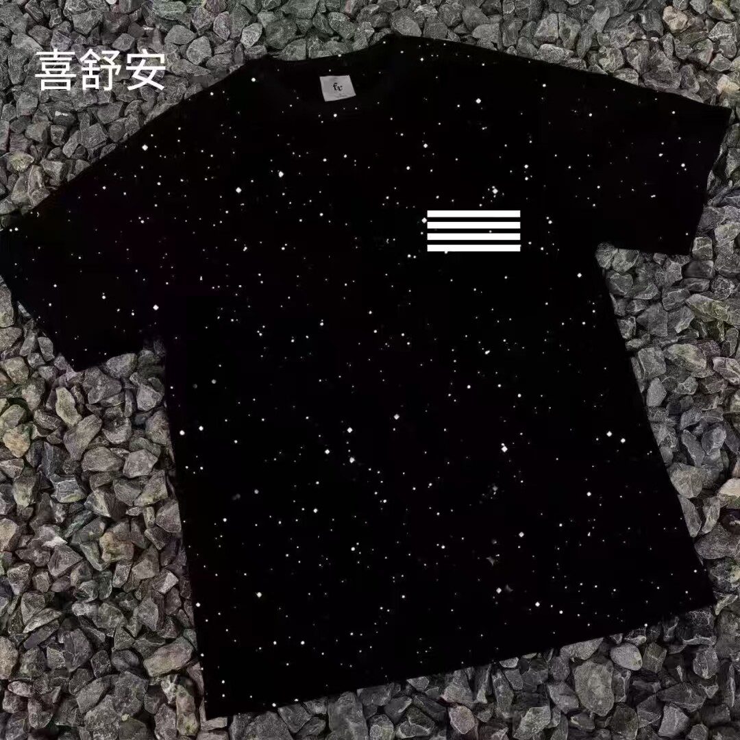 美式轻奢满天星重磅短袖T恤男图片