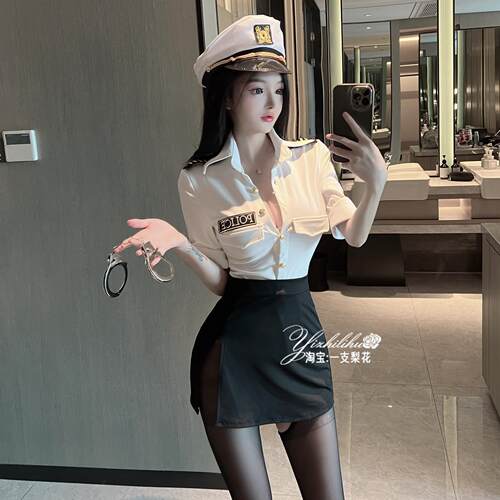 大码黑色丝滑制服cos角色扮演