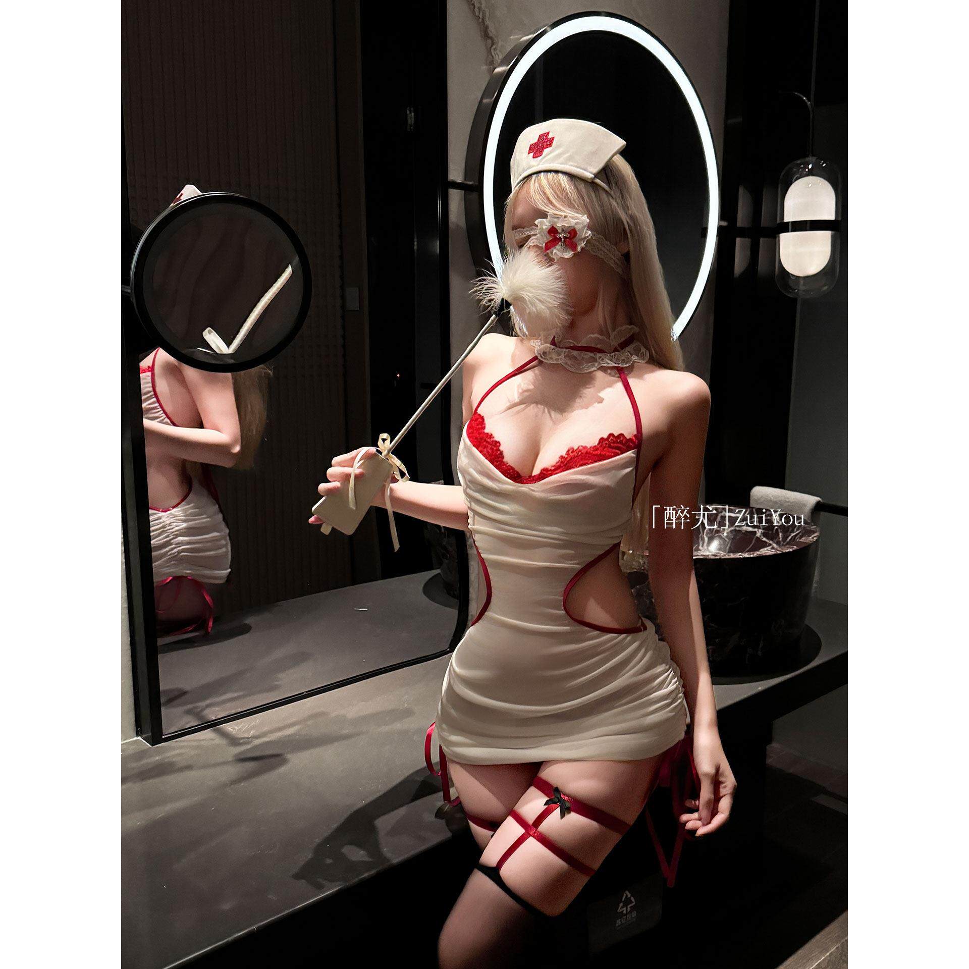 *性感cos护士装制服透视情趣味内衣包臀短裙纯欲火辣约会战袍