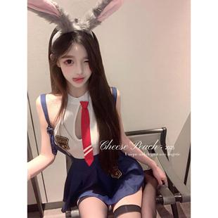 CheesePeach：甜心兔叽*可爱纯欲学院风jk制服背带裙百褶裙套装女