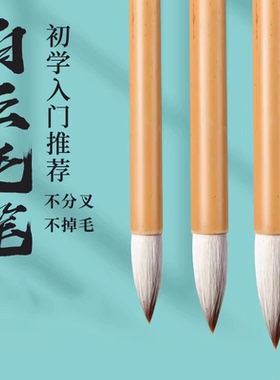 毛笔兼毫羊毫狼毫小学生书法专用初学者狼羊兼毫三年级毛笔套装成人文房四宝隶行书练字中小楷大白云国画毛笔