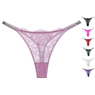Lace Thongs For Women With Rhinestone-Embellished Strap