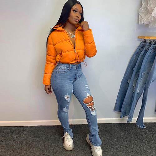 Super Cool Stand-Up Collar Puffer Cropped Jacket Womenswear