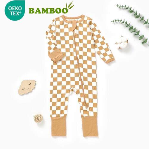 Newborn Baby Boy Girl Clothes Checkered Long Sleeve Zipper