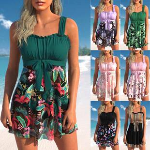 New Fashion Swimsuit Split Tankini Two Piece Set Tropical