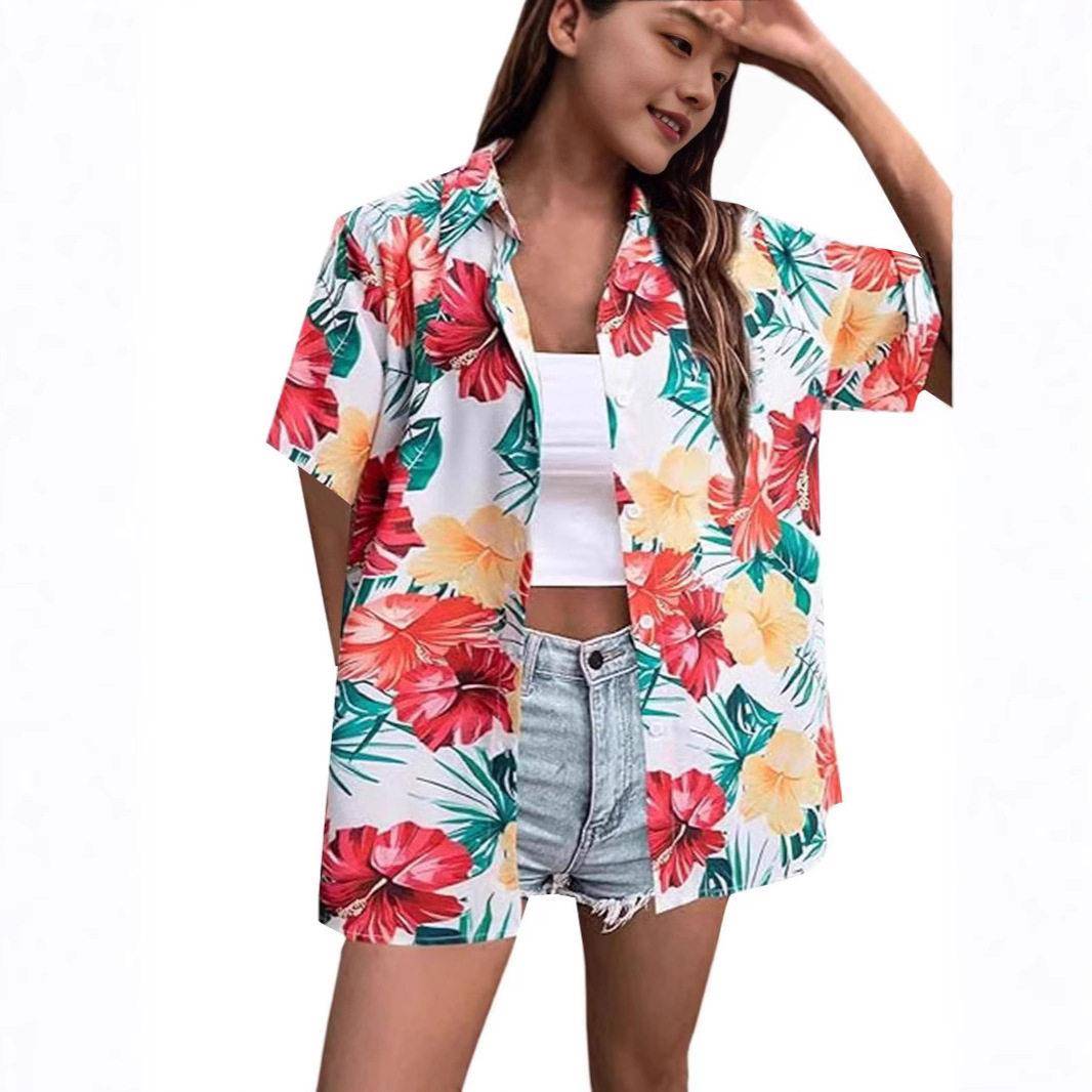 Hawaiian Style Floral Tshirts For Women Summer Soft Cool图片