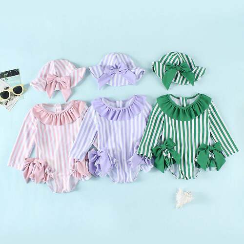 Toddler Girl Swimsuit Strawberry Swimsuit Romper With Hat