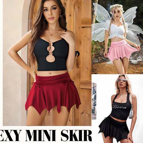 Mini Skirts For Women Mesh Flowy Skirt Drawstring Ruched Bow
