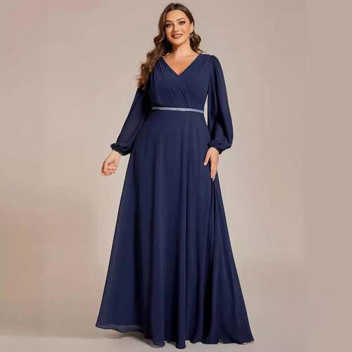2026 Spring Womens Pleated Chiffon Evening Dress With Double