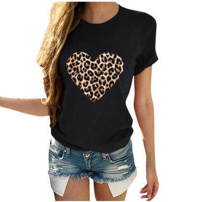 Women'S Love Heart Graphic Short Sleeve T-Shirts Crew Neck